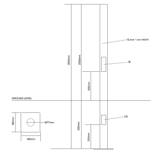 2.5m MH Straight Ø76mm Buried