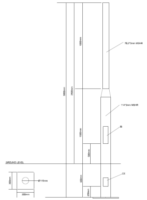 2.5m MH 1 Step Ø114mm & Ø76mm Buried