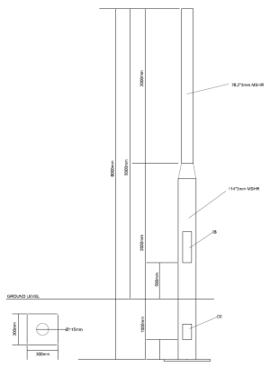 5m MH 1 Step Ø114mm & Ø76mm Buried