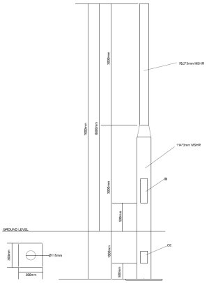 6m MH 1 Step Ø114mm & Ø76mm Buried