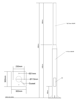 2.5m MH 1 Step Ø114mm & Ø76mm Plinth Mounted