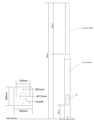 3m MH 1 Step Ø114mm & Ø76mm Plinth Mounted
