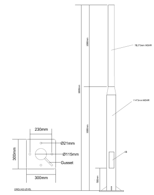 5m MH 1 Step Ø114mm & Ø76mm Plinth Mounted