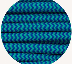 zfc002: Dark Blue & Emerald Zigzag Fabric Cable