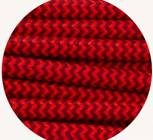 zfc006: Ox Blood & Red Zigzag Fabric Cable